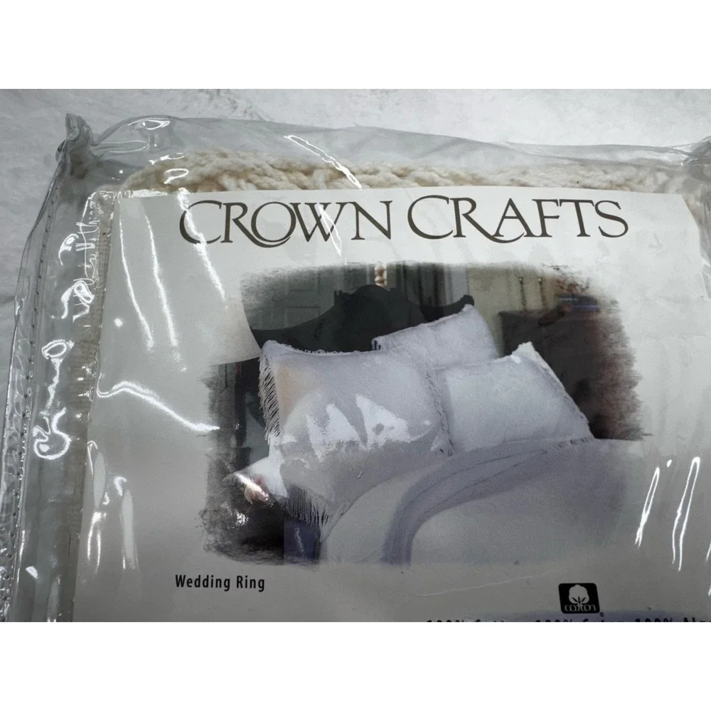 New Vintage Crown Crafts Pillow Sham Wedding Ring Cream Fringe Standard‎ Cottage